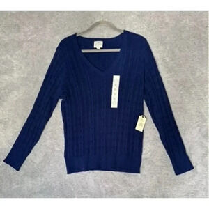 St. John's Bay Women's Blue Knit Sweater Comfortable Casual Warm NWT‎ - Size XL